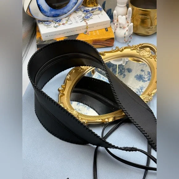 🆕 BRONX & BANCO 🧿 NWOT Briana Faux Leather Tie-Around Belt, Black - Picture 16 of 16